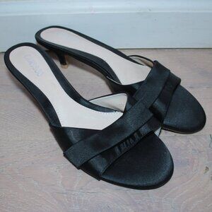 Camssoo Satin Black Sandal Kitten Heels Size 43 EXC